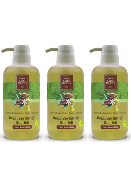 Doğal Zeytinyağlı Duş Jeli 600 ml x 3 Adet