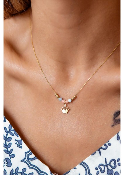 Doğaltaşlı Kral Tacı Kolye