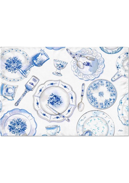 Mavi Tabaklar- Amerikan Servis 6'lı Set - 50 x 35