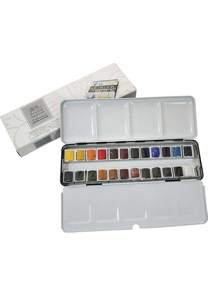 : Professional Sulu Boya : Metal Kutu Set : 24 x Yarım Tablet