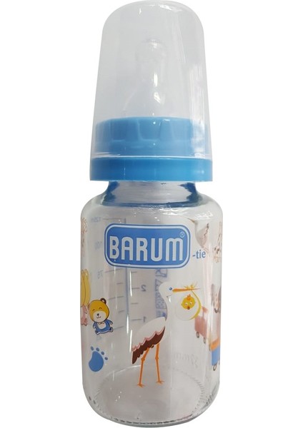 Barum Cam Leylekli Teren Desenli Bebek Biberon Mavi 125 ml