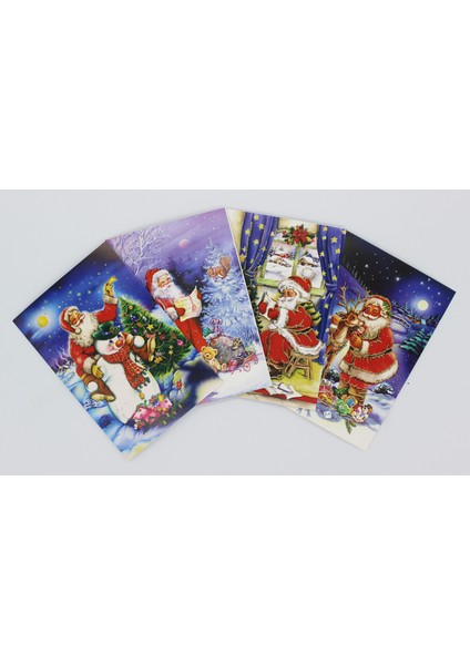 Yaldızlı Simli Yılbaşı Kartpostalı Zarflı 4'lü Set fiyatları
