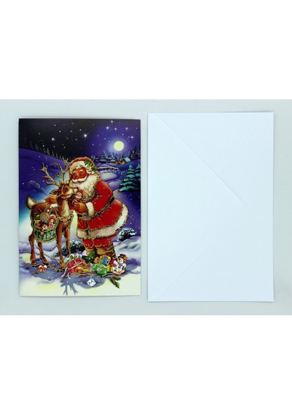 Yaldızlı Simli Yılbaşı Kartpostalı Zarflı 4'lü Set modelleri