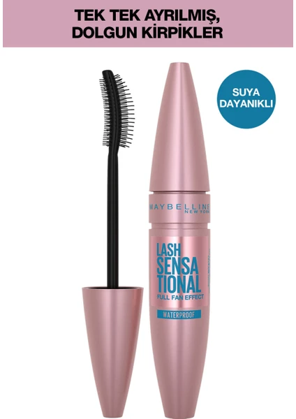 Lash Sensational Yelpaze Etkili Suya Dayanıklı Siyah Waterproof Maskara