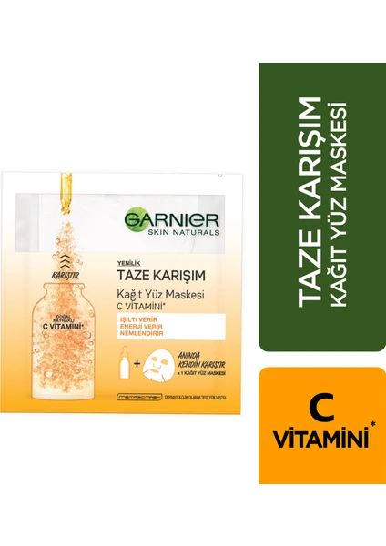 Taze Karışım C Vitamini Kağıt Yüz Maskesi