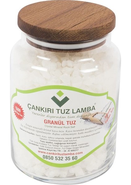Çankırı Tuzu Granül Net 1000 gr Büyük Boy Ahşap Kapaklı Kavanoz