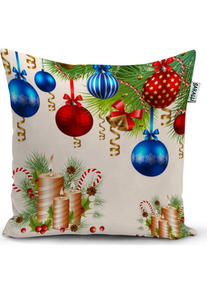 Yılbaşı Temalı 3D Baskılı Dekoratif Kırlent Kılıfı