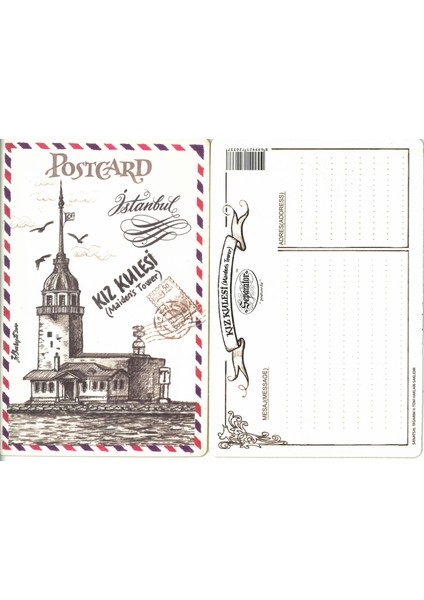 - Nostalji Kız Kulesi Istanbul Kartpostal Tebrik Kartı