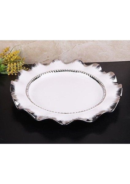 Avangarde Beyaz Gümüş Yuvarlak Sunum Tabağı 33 cm. fiyatları