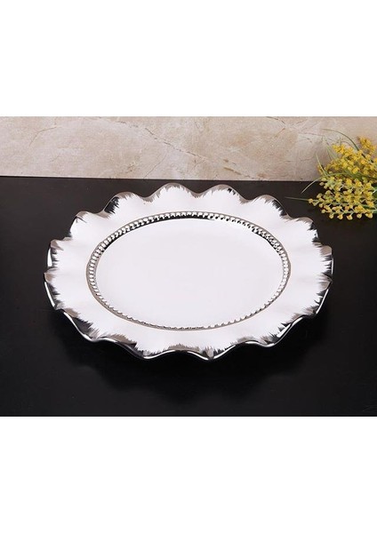 Avangarde Beyaz Gümüş Yuvarlak Sunum Tabağı 33 cm. indirimleri
