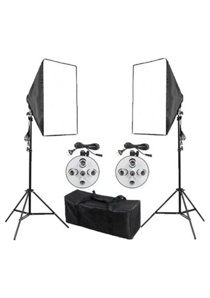 Softbox 50X70CM Paraflaş 5 Duylu Sürekli Işık 2 Li Set