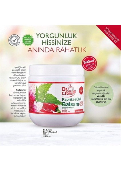 Dr.c.tuna Biberli Masaj Jeli 500 ml fiyatları