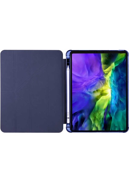 Apple iPad 9.7 2018 Tofu Folding Kalem Tutacaklı Standlı Kılıf Mor