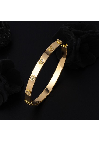 Taşlı Vidalı 14 Ayar Altın Bilezik modelleri