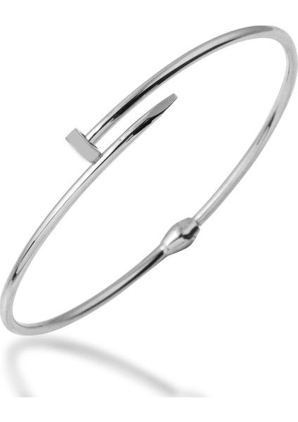 Çivi 14 Ayar Beyaz Altın Bilezik