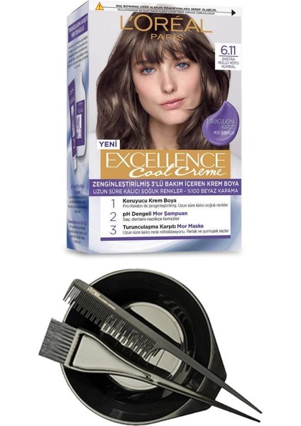 Loreal Excellence Cool Küllü Kumral 6.11+Saç Boya Seti