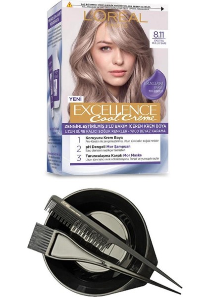 Loreal Excellence Küllü Kumral Cool 8.11+Saç Boya Seti