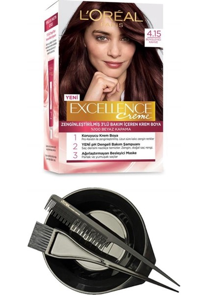 Loreal Excellence Saç Boyası Büyüleyici Kahve 4.15+Saç Boyama Seti
