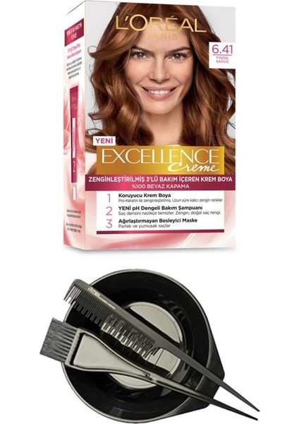 Loreal Excellence Saç Boyası Fındık Kahvesi 6.41+Saç Boyama Seti