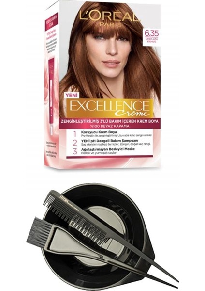 Loreal Excellence Saç Boyası Çikolata Kahve 6.35+Saç Boyama Seti