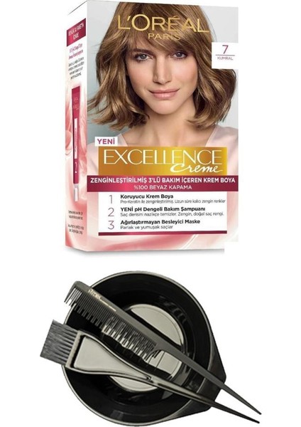 Loreal Excellence Saç Boyası Kumral 7+Saç Boyama Seti