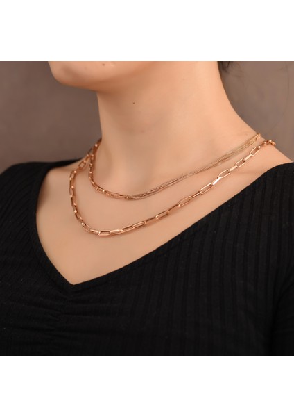 Ayyıldız Kuyumculuk Kadın Ataç Rose Altın Zincir