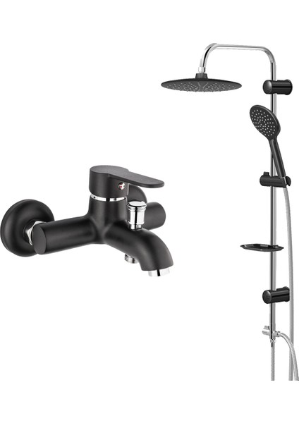 Gms Zirve Siyah Krom Banyo Batarya,valtemo Siyah Tepe Duş Takımı