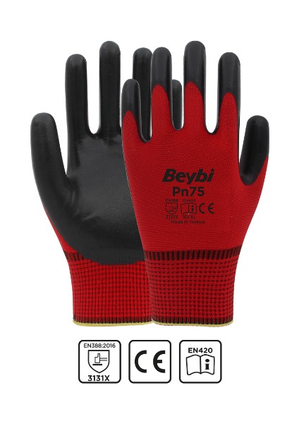 PN75 Nitril Eldiven Kırmızı No: 10 Xl 5 Çift