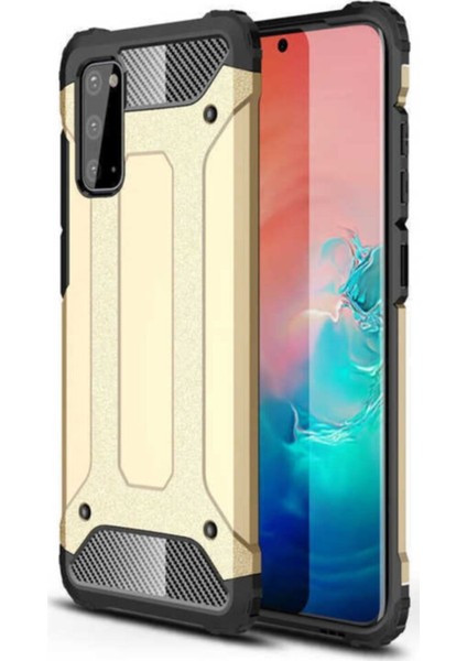 Samsung Galaxy S20 Fe Kapak Çift Katmanlı Zırh Tank Kılıf Gold