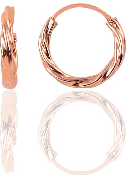 Gümüş Rose 18 mm Burgu Halka Küpe