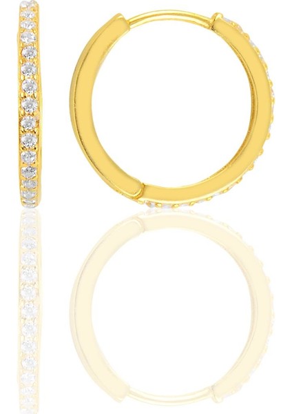 Gümüş Altın Yaldızlı 17 mm Halka Küpe