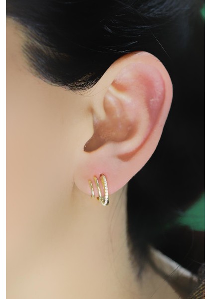 Gümüş Altın Yaldızlı Zirkon Taşlı Sultan Küpe fiyatları