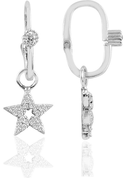 Gümüş Rodyumlu Taşlı Lotus Göçmen Küpe