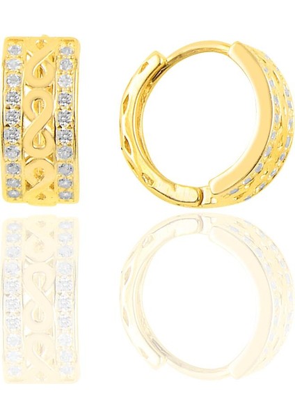 Gümüş Altın Yaldızlı Sonsuzluk Halka Küpe