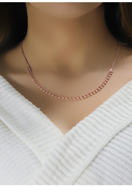 Gümüş Rose Zirkon Taşlı Gurmet Zincirli Kolye fiyatları