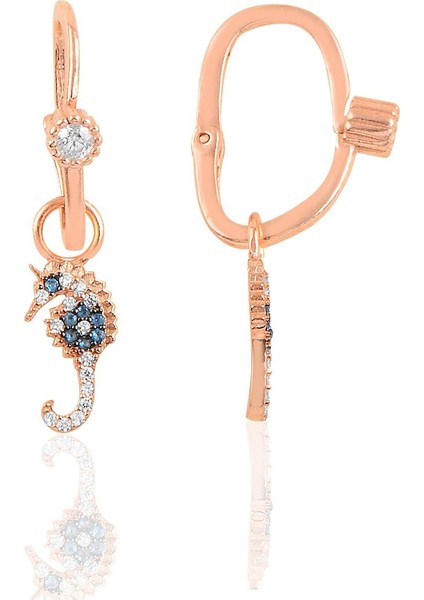 Gümüş Rose Deniz Atı Göçmen Küpe