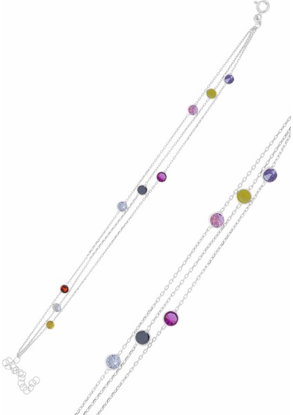 Gümüş Rodyumlu Renkli Taşlı Bileklik fiyatları