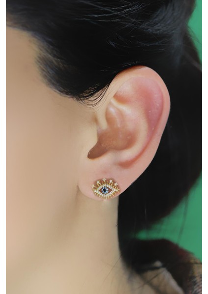 Gümüş Altın Yaldızlı Zirkon Taşlı Lareyn Küpe fiyatları