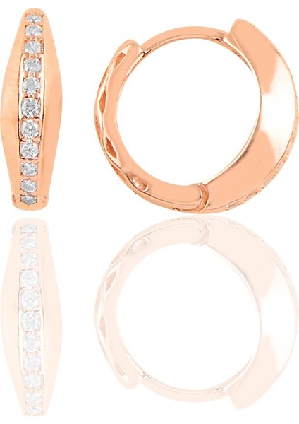 Gümüş Rose Modern Tasarımlı Halka Küpe