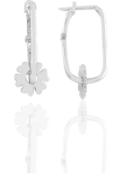 Gümüş Rodyumlu Yonca Göçmen Küpe