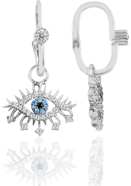 Gümüş Rodyumlu Taşlı Lareyn Göçmen Küpe