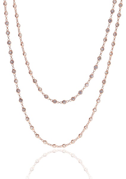 Gümüş Rose Zirkon Taşlı 90 cm Kolye