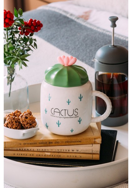 Kaşıklı Seramik Cactus Kupa Bardağı (3) fiyatları