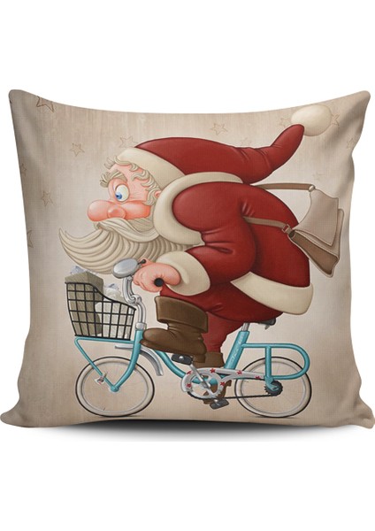Noel Baba Temalı Dijital Baskılı Kırlent Kılıfı
