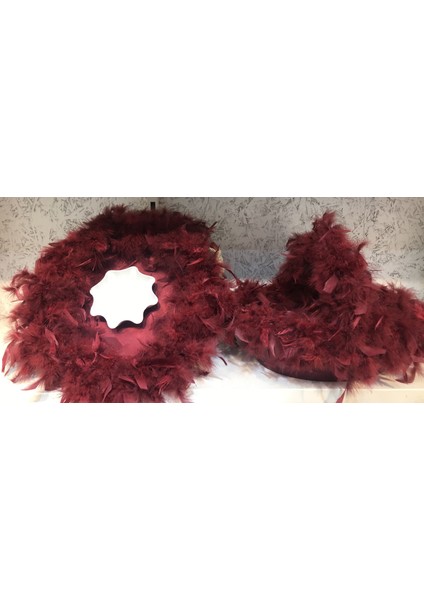 Kına Gecesi Kına Sepeti ve Kına Tepsisi Tüylü Model Otriş Tüylü Sepet Bordo Renk fiyatları