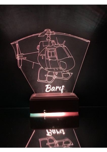 Çocuklara Özel 3D HELIKOPTER16 Renk Gece Lambası