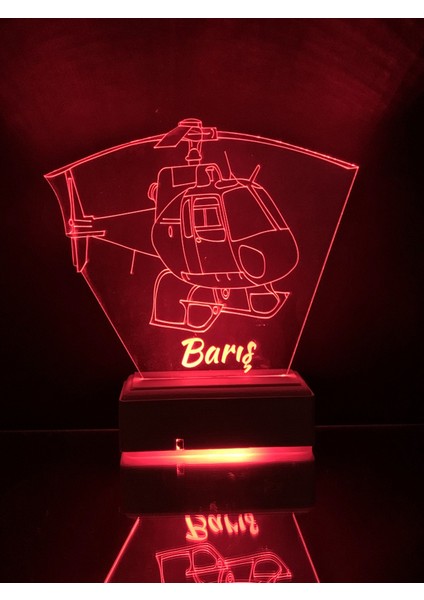 Çocuklara Özel 3D HELIKOPTER16 Renk Gece Lambası