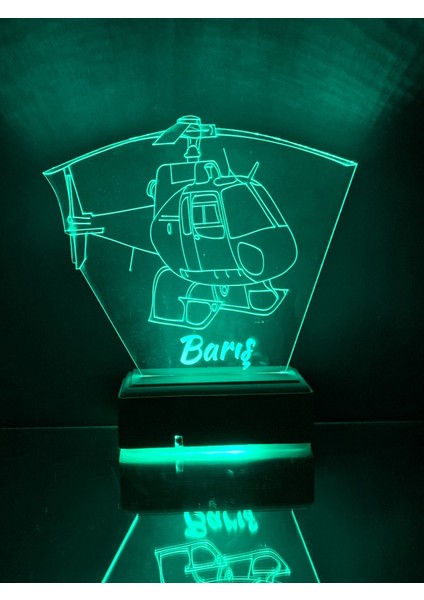 Çocuklara Özel 3D HELIKOPTER16 Renk Gece Lambası