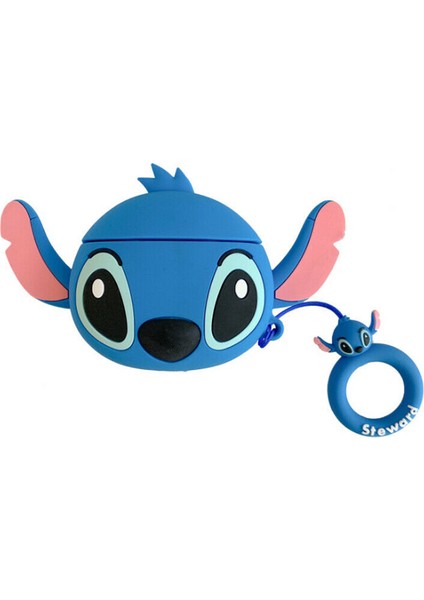 Sevimli Mavi Stitch Apple Airpods 1. ve 2. Nesil Silikon Kılıf
