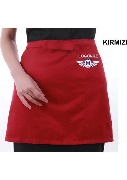 Nakışlı Belden Mutfak Iş Önlüğü - Kırmızı
